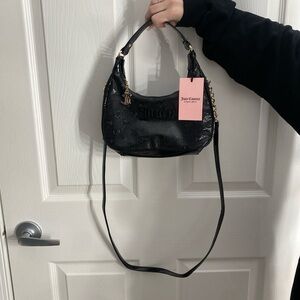 Juicy Couture Black Patent Shoulder Hobo with Gold Hardware